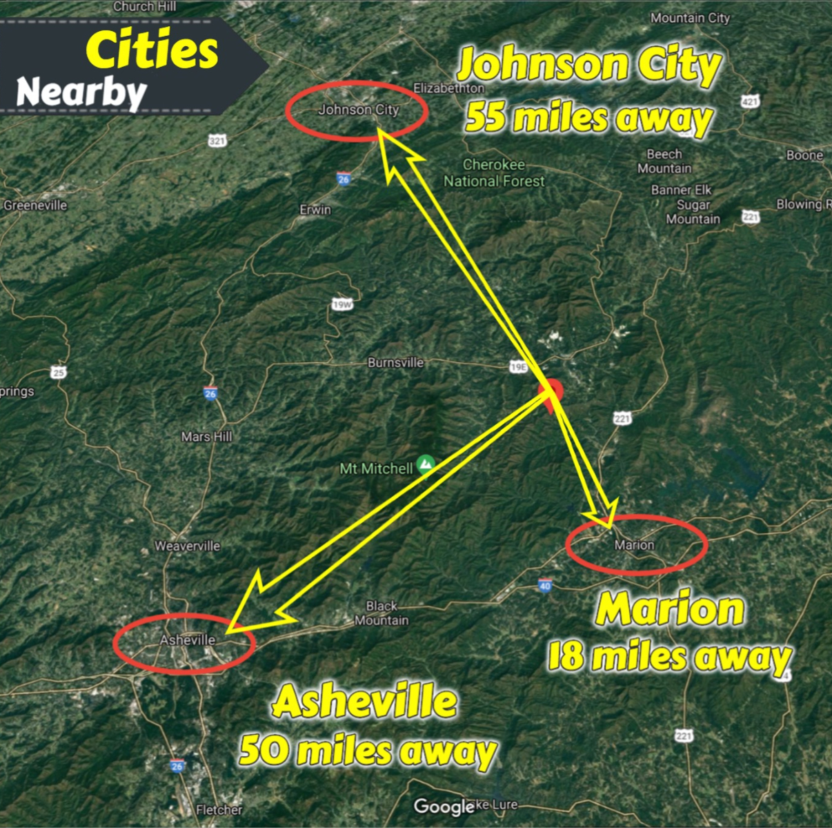 Nearby cities